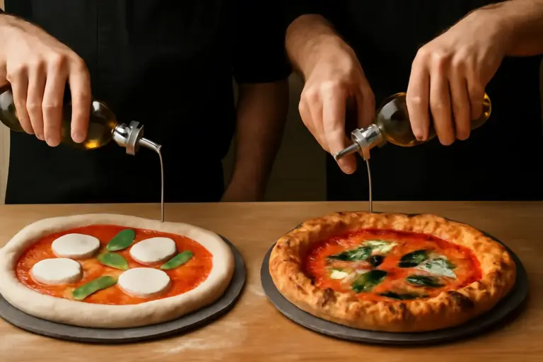 Condire la pizza cruda oppure a metà cottura? La pratica che rende davvero la superficie fragrante