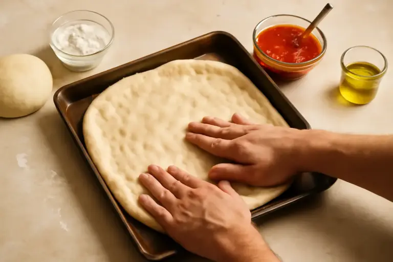 Stendere la pizza direttamente sulla teglia: l’astuzia per una base dorata e mai gommosa